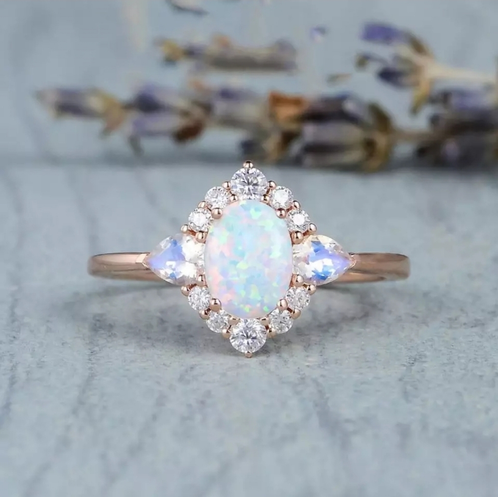 Rose Gold Opal Ring.  S7